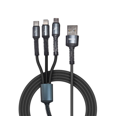 کابل تبدیل USB به microUSB/ USB-C / لایتنینگ کی اف-سنیور مدل U33 طول 1.2 متر
